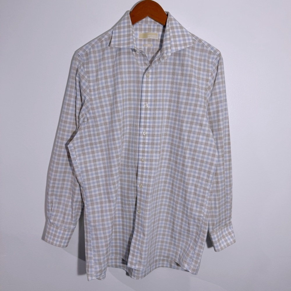 MICHAEL Michael Kors Non Iron Button Down Shirt 100% Cotton Size 15 1/2 - 32/33